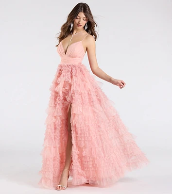 Amabella Ruffled Glitter Tulle Ball Gown