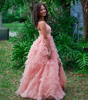 Amabella Ruffled Glitter Tulle Ball Gown
