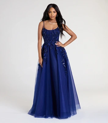 Lula A-Line Sequin Floral Tulle Ball Gown