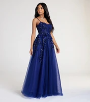 Lula A-Line Sequin Floral Tulle Ball Gown