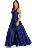 Perrianne Beaded Satin Ball Gown
