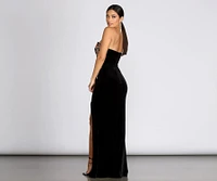 Marissa Embroidered Rose Velvet Dress
