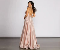 Ashley Shine Beaded Waist Formal Dress