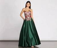 Joanne Floral Satin Ball Gown