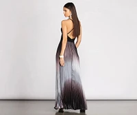 Janella Cross Back Pleated Ombre Dress