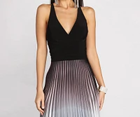 Janella Cross Back Pleated Ombre Dress