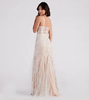 Keria Formal Glitter Lace Mermaid Dress