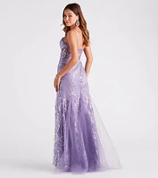 Keria Formal Glitter Lace Mermaid Dress