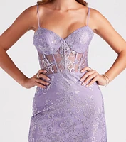 Keria Formal Glitter Lace Mermaid Dress