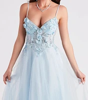 Mischka Beaded Floral A-Line Ball Gown