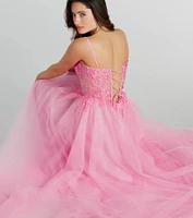Margo Corset Floral Applique A-Line Ball Gown