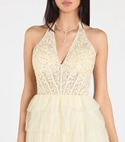 Bristol Floral Applique Ruffled Tulle Ball Gown
