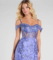 Marie Cold Shoulder Corset Lace-Up Mermaid Gown
