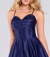 Tessa Corset Lace-Up A-Line Satin Ball Gown