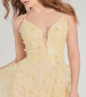 Kallie Butterfly Mesh A-Line Ball Gown