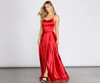 Aurelia Formal Satin Lattice Dress