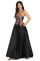 Joanne Floral Satin Ball Gown
