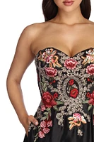 Joanne Floral Satin Ball Gown