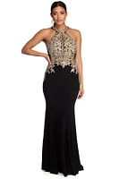 Dina Formal Metallic Open Back Dress