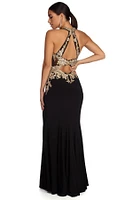 Dina Formal Metallic Open Back Dress