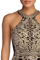 Dina Formal Metallic Open Back Dress