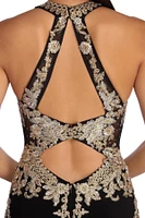 Dina Formal Metallic Open Back Dress