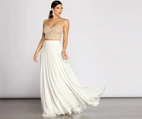 Magnolia Two Piece Scallop Lace Glitter A-Line Dress