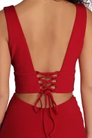Roxanna Formal Lattice Two Piece Dress