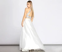 Atara Iridescent Sequin Two Piece Satin Dress