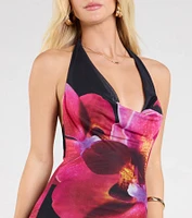 Alluring Vibe Floral Mesh Bodycon Maxi Dress