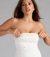 Chic Glamour Pearl Trim Mini Dress