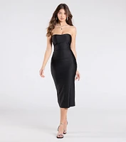 Fabulous Allure Strapless Bodycon Midi Dress
