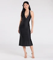 Radiantly Flawless Halter Mermaid Midi Dress
