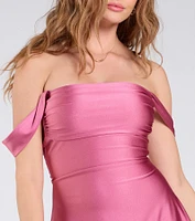 Classics Lover Off-The-Shoulder Satin A-Line Mini Dress