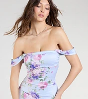 Special Something Off-The-Shoulder Floral Midi Dress