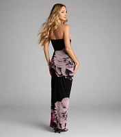 Midnight Bloom Floral Slit Maxi Dress
