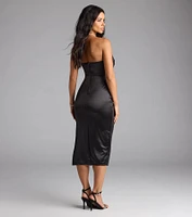 Luxe Dream Strapless Satin Midi Dress