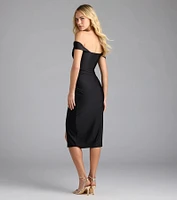 Classic Allure Off-The-Shoulder Midi Dress