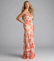 Blissful Aura Floral Ruffle Maxi Dress