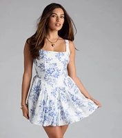 Charming Impression Floral Skater Dress