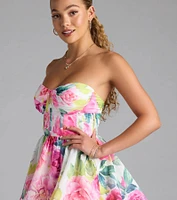 Picking Flowers Bustier Short Skater Dress