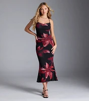 Captivating Floral Mesh Lace-Up Midi Dress
