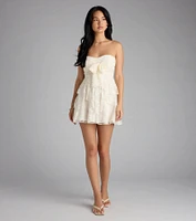 Love Stories Tie Front Ruffle Lace Skater Dress