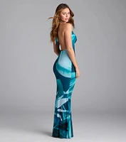 Dinner With A View Abstract Open Back Maxi Dress