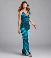 Dinner With A View Abstract Open Back Maxi Dress