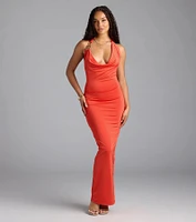 Alluring Sensation Halter Open Back Maxi Dress