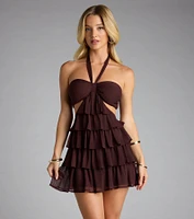 Catch Me Twirlin' Ruffle Chiffon Skater Dress