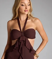 Ruffle and Ready Chiffon Halter Maxi Dress