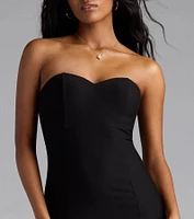 Serving Chic Vibes Strapless Bodycon Midi Dress