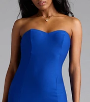 Serving Chic Vibes Strapless Bodycon Midi Dress